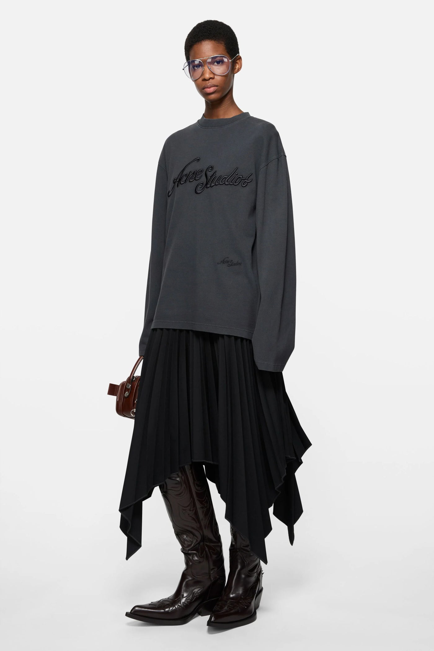 Acne Studios Embroidered logo t-shirt [Faded black]
