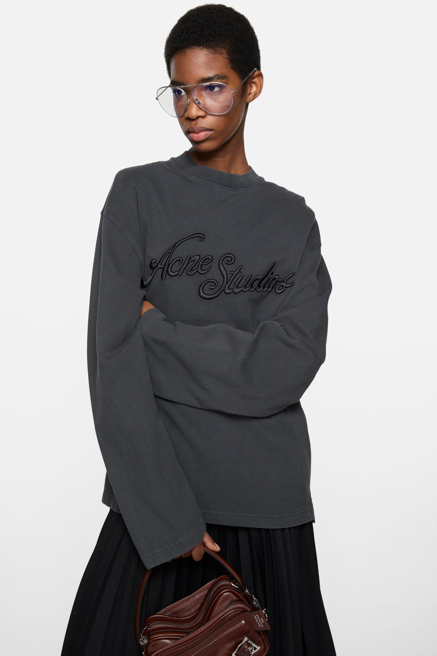 Acne Studios Embroidered logo t-shirt [Faded black]